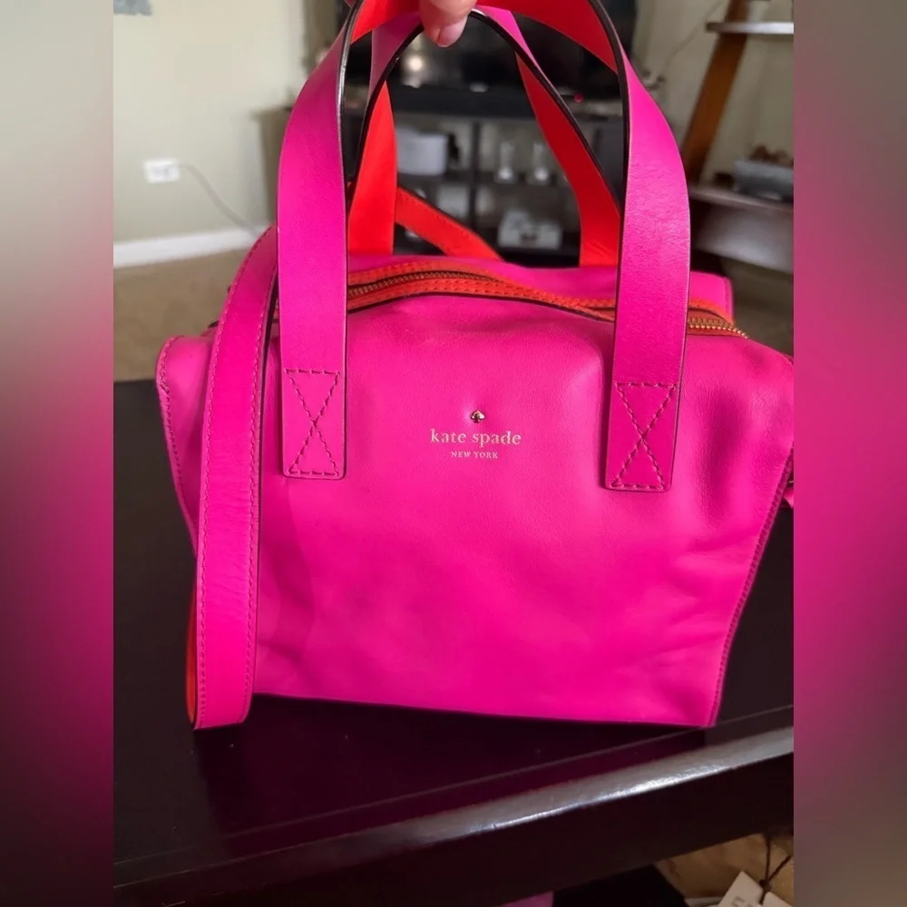 Kate Spade authentic hot pink and orange two way bag/purse leather NWOT